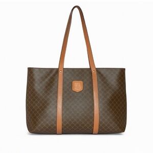 Céline Vintage Brown Leather Macadam Large Tote